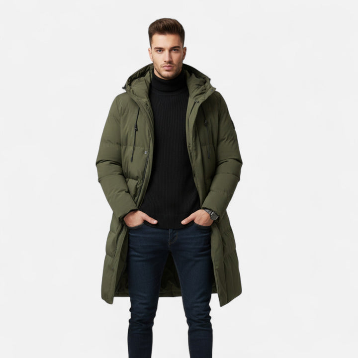 Modell som visar Valmonti vinterjacka för herrar i helfigur framifrån