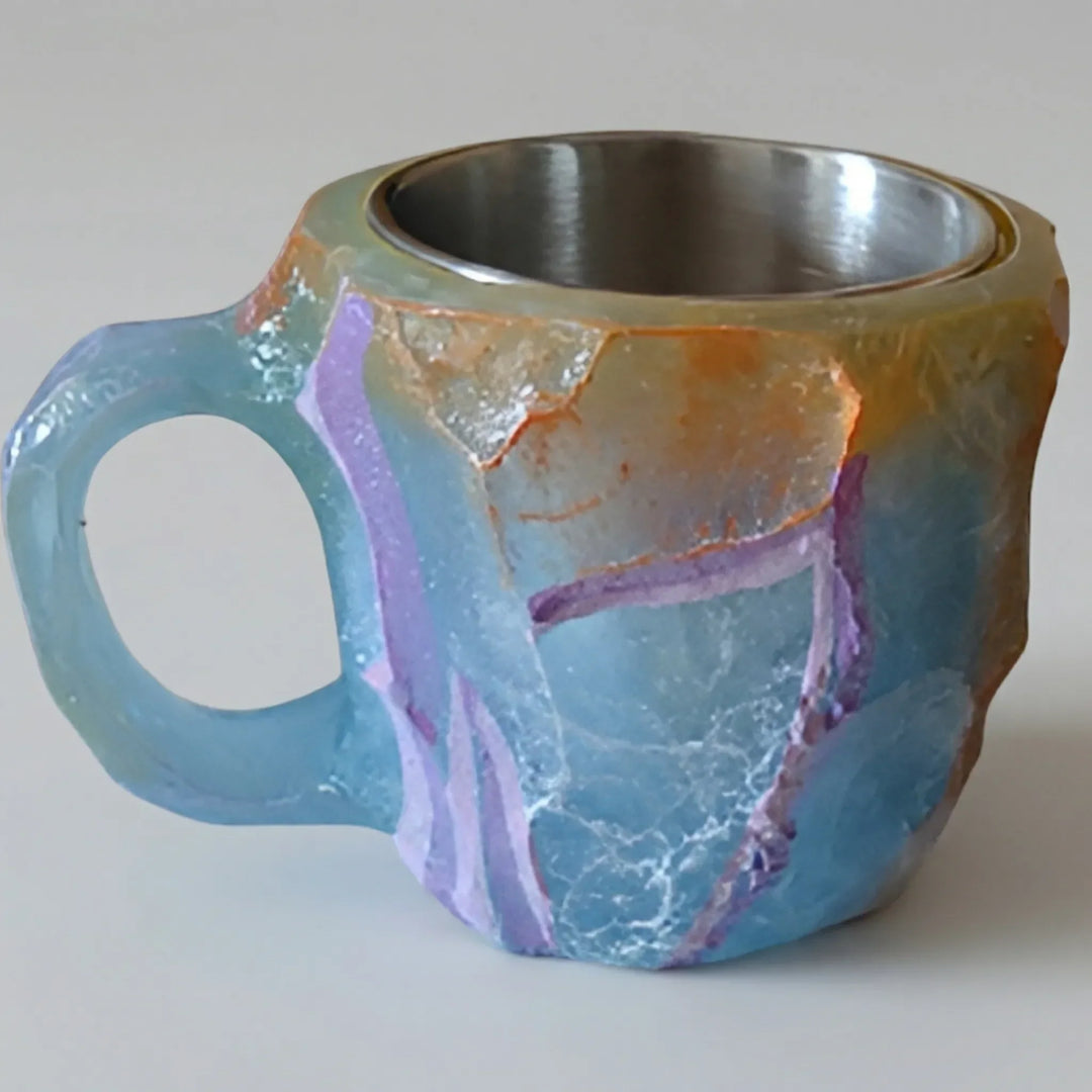 Unik facetterad kaffemugg med ädelstensdesign i keramik