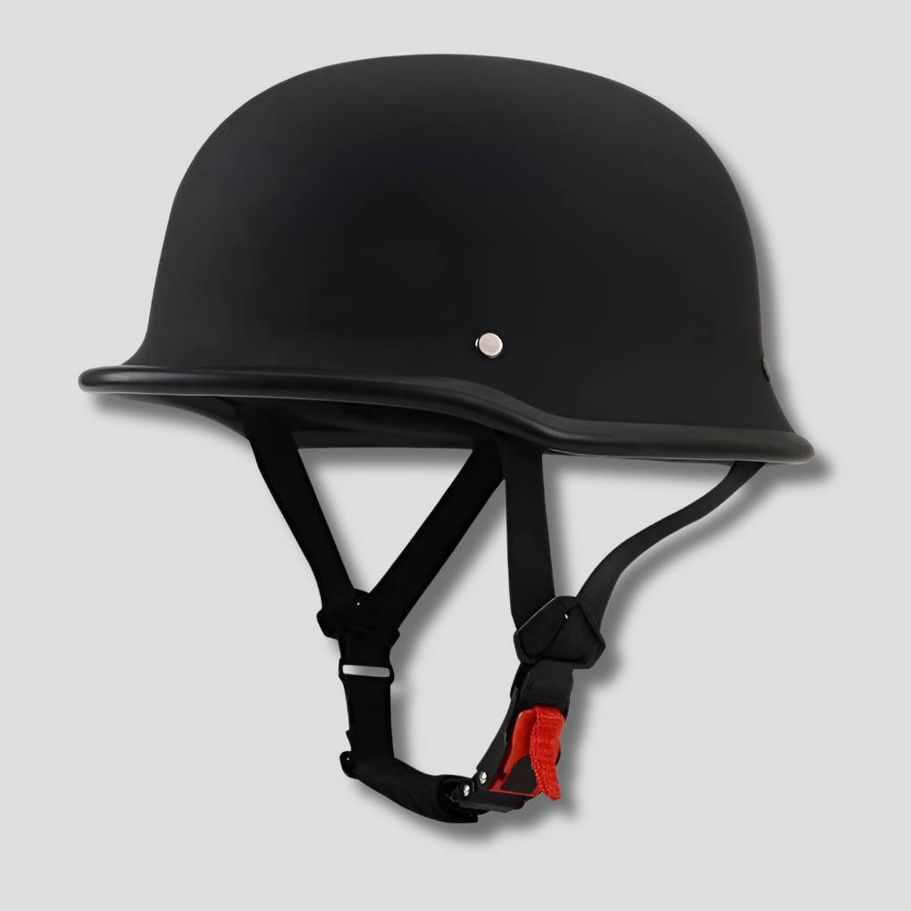 Kol matt svart motorcykelhalvhjälm med retrodesign