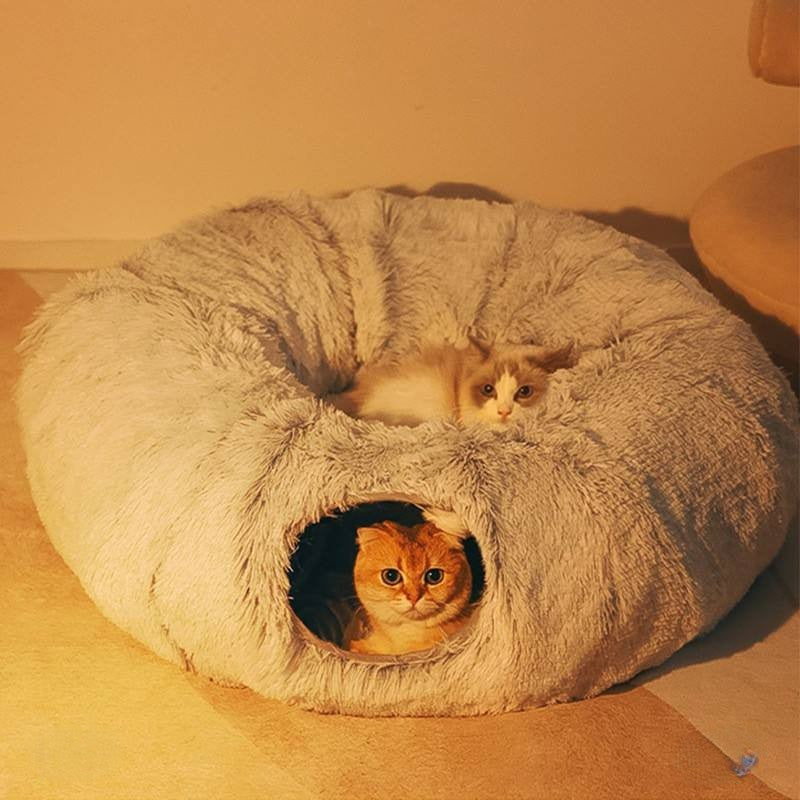 Kattsäng med Tunnel – Mysig Bädd & Lekplats för Katter