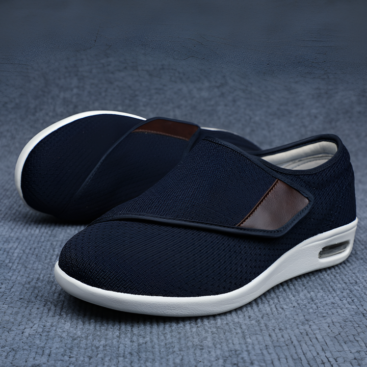 Grå ortopediska sneakers med extra bred passform för ökad komfort