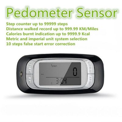 Vit pedometer med lättläst skärm för smidig montering på kläder