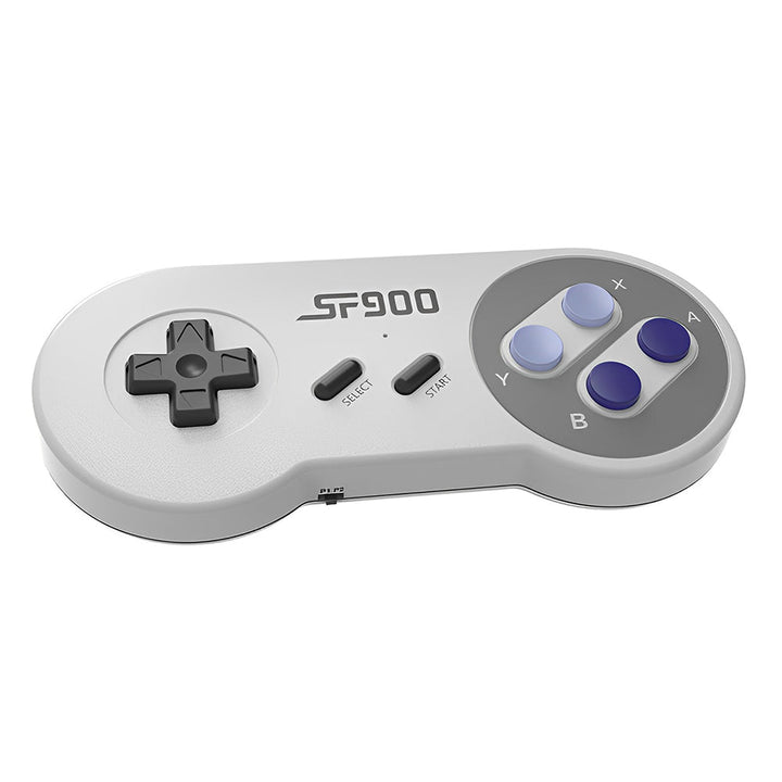 Nära bild på trådlösa handkontroller till retro spelkonsol