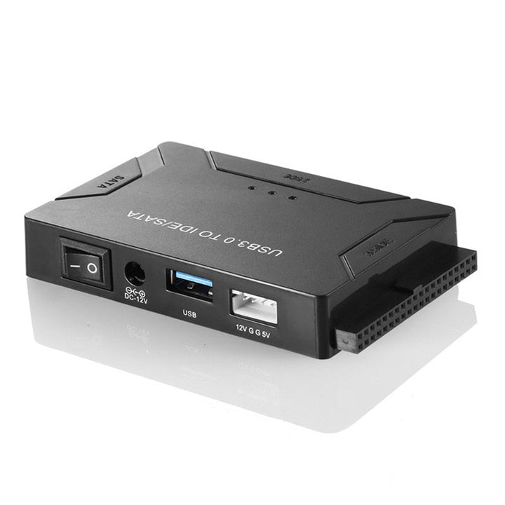 USB 3.0 till IDE och SATA hårddiskadapter med strömadapter för enkel dataåterställning.