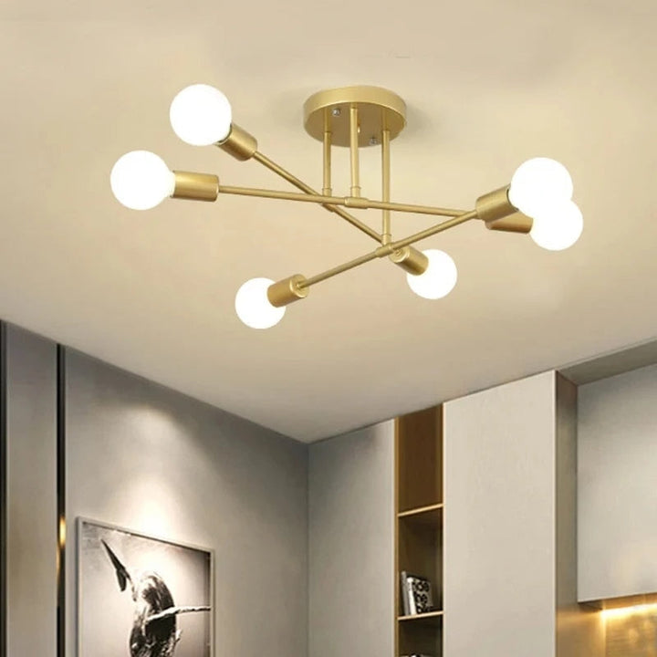 Svart takbelysning i modern stil monterad i ett elegant sovrum