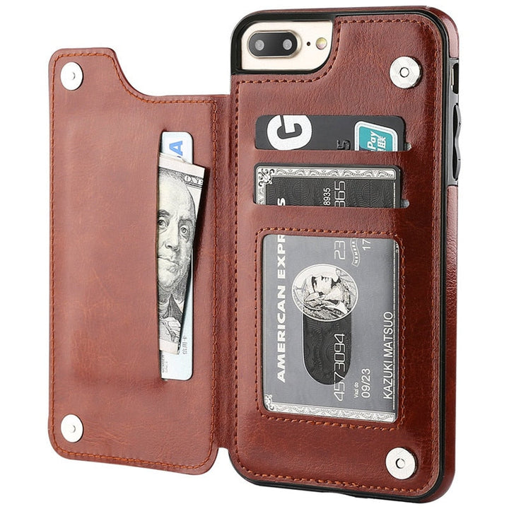 Stiligt plånboksfodral för iPhone i elegant design med integrerade kortplatser