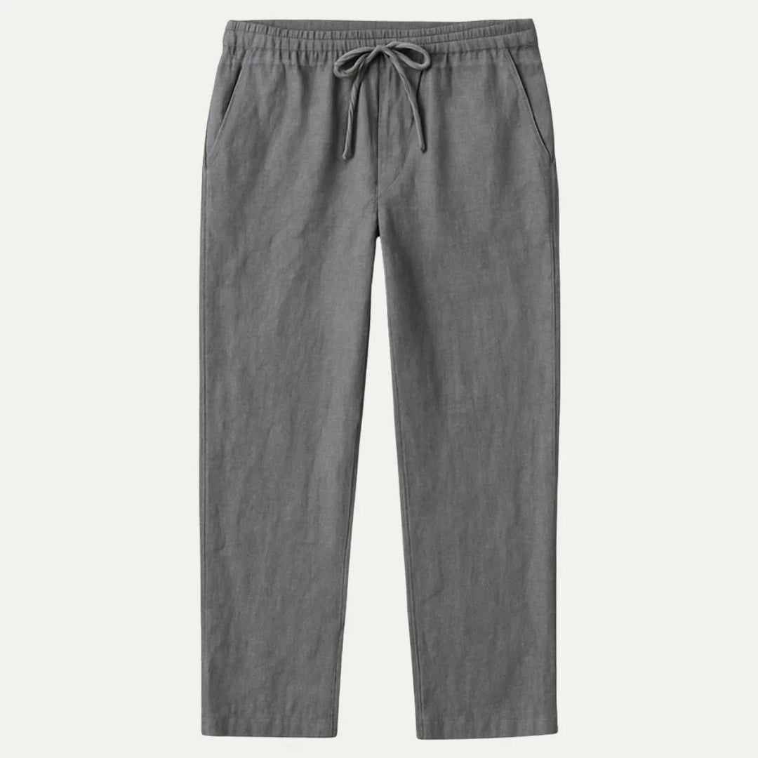 Beige casual herrbyxor med justerbart midjeband och dragsko för herrar