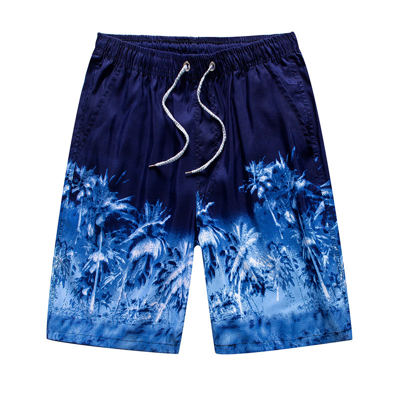 Herr strandshorts med mönster i marinblå färg