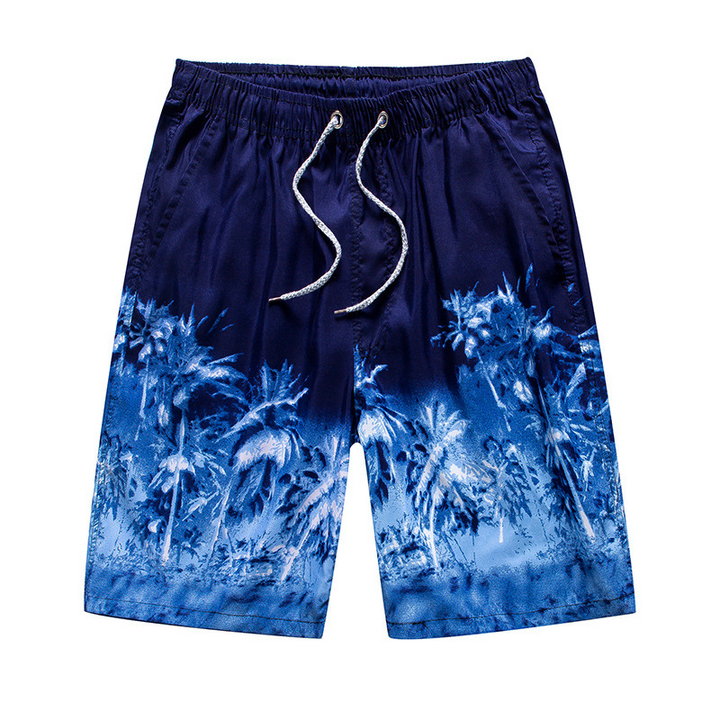 Herr strandshorts med mönster i marinblå färg