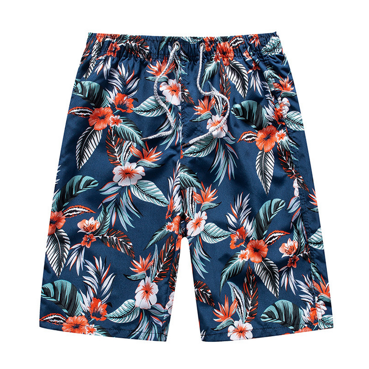 Tropiskt mönstrade strandshorts för män