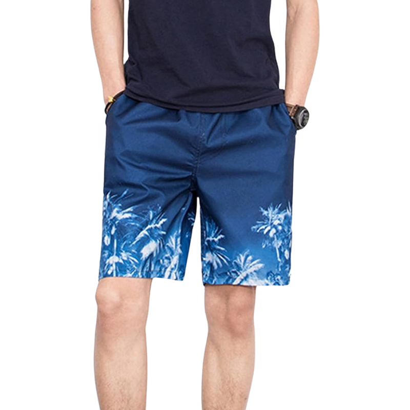 Stiliga mönstrade strandshorts för män på semester