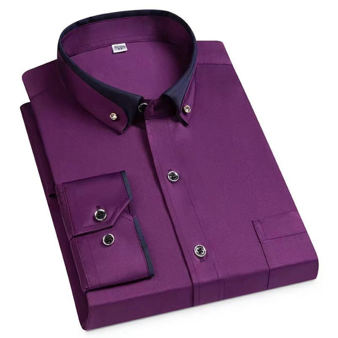 Slimfit herrskjorta med lång ärm och klassisk krage i elegant stil