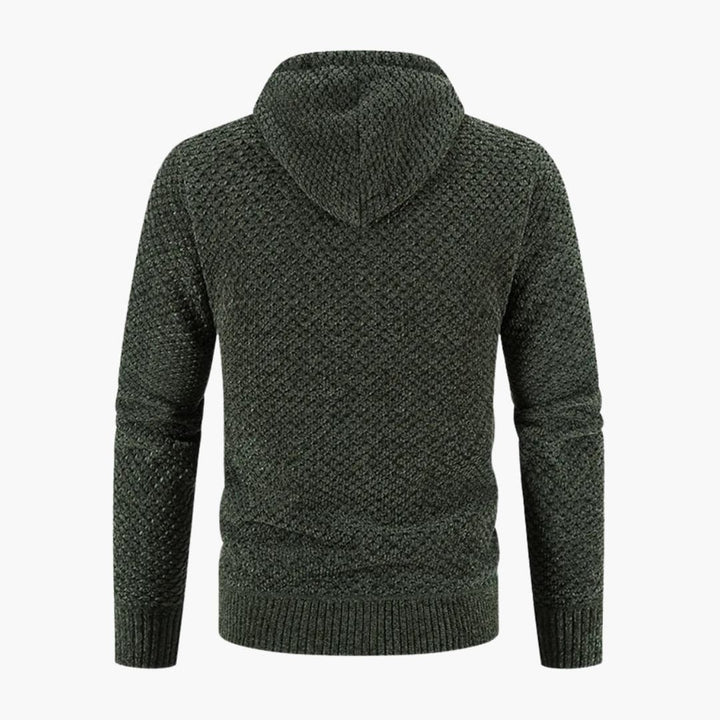 Helfigursbild på man som bär trendig huvtröja med dragkedja