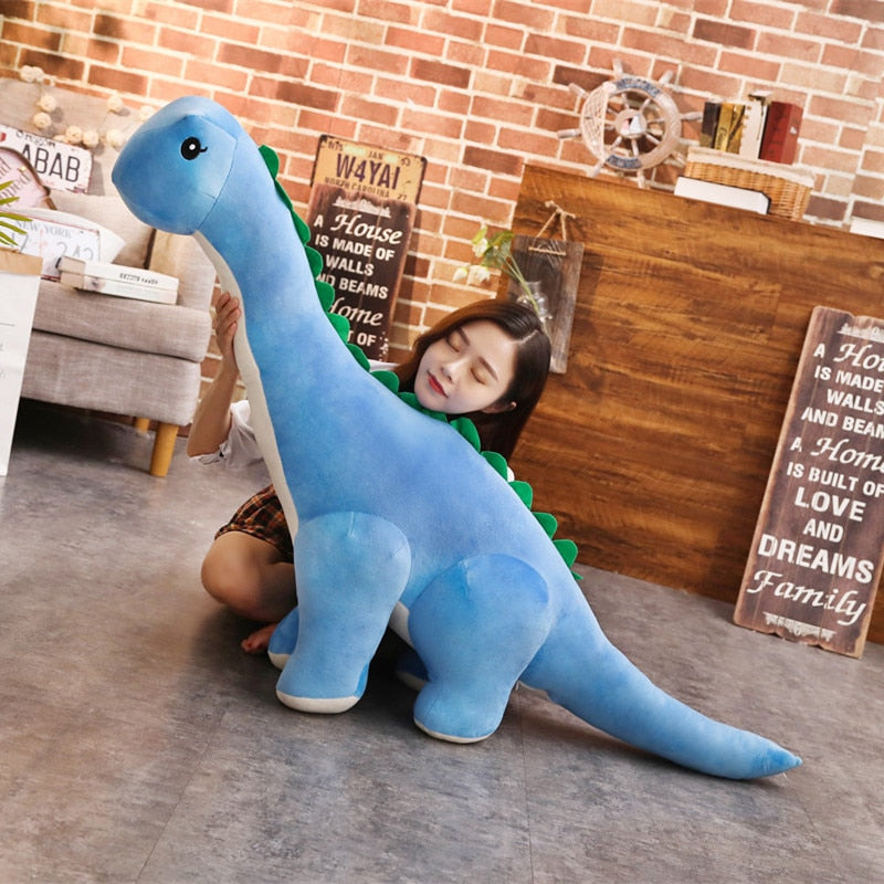 Stort blått Diplodocus gosedjur i dinosauriedesign