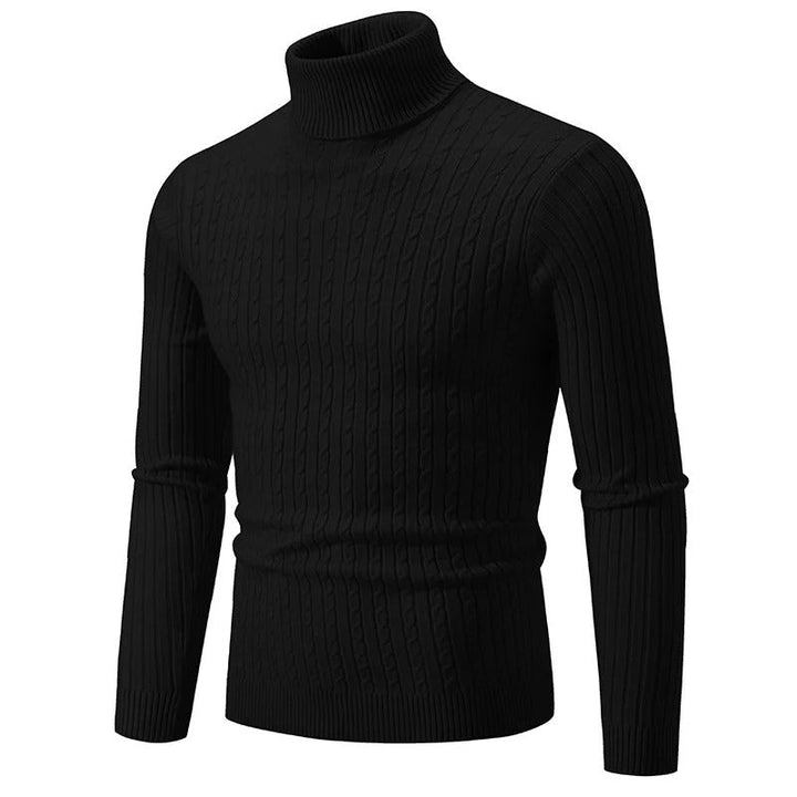 Svart höghalsad tröja för män i klassisk design