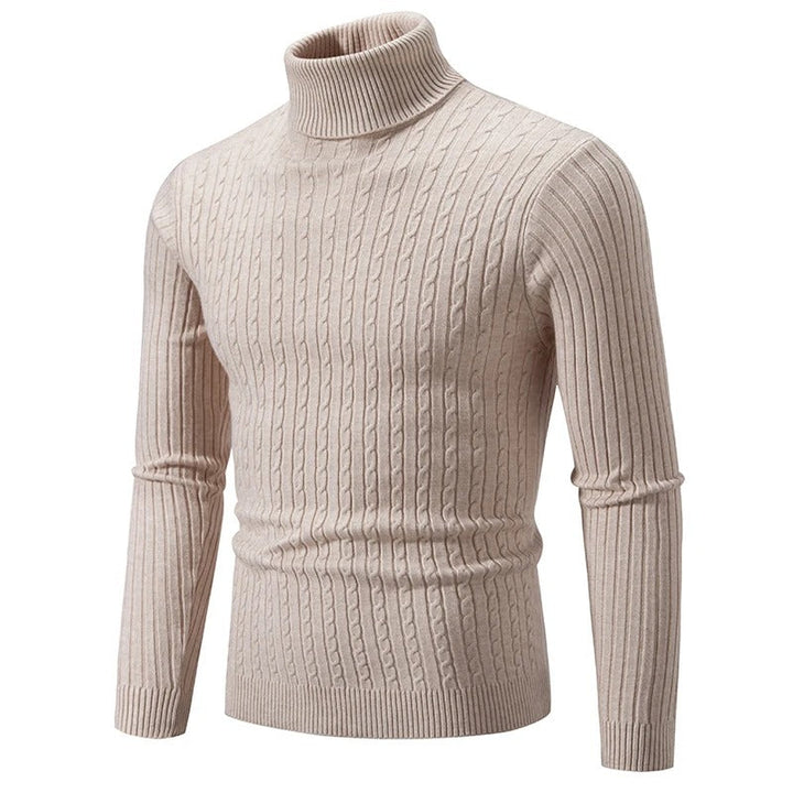 Beige höghalsad tröja för män med bekväm passform