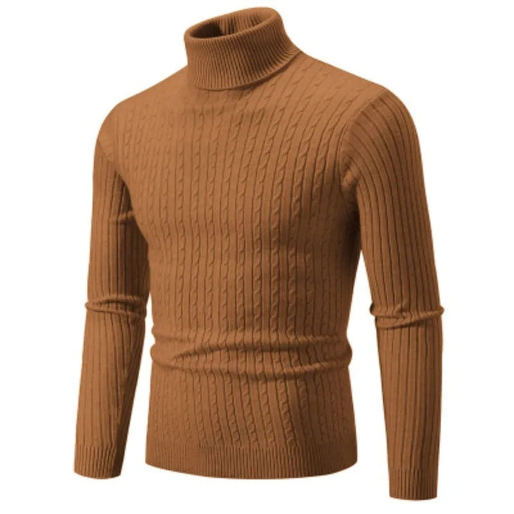 Klassisk grå herrtröja med hög hals för en stilig vinteroutfit