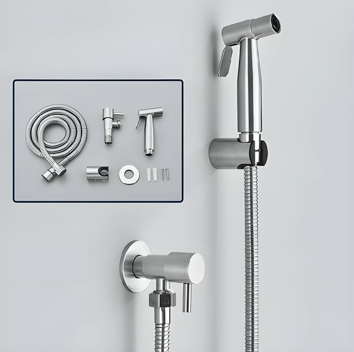 Bidet handdusch i rostfritt stål med tillhörande slang och fäste