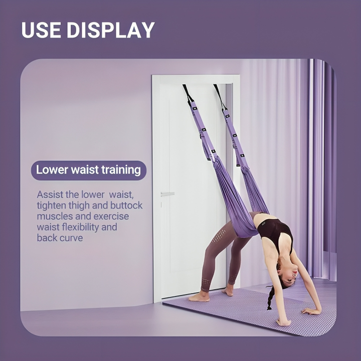 Lila yogahängmatta för flexibilitet och stretch