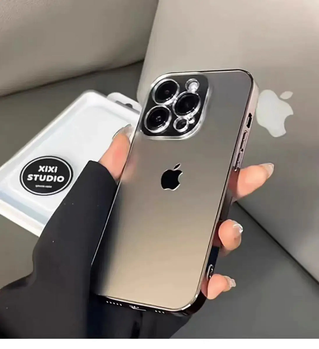Elektropläterat Matt Akryl Glas iPhone Skyddsfodral