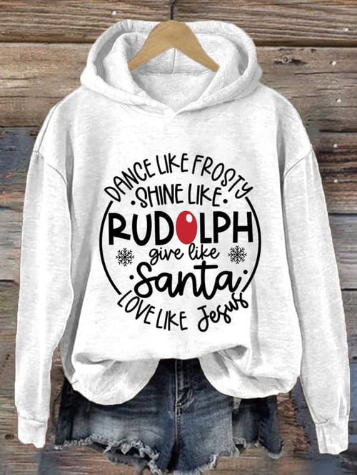 Vit jul hoodie med festligt motiv på galge