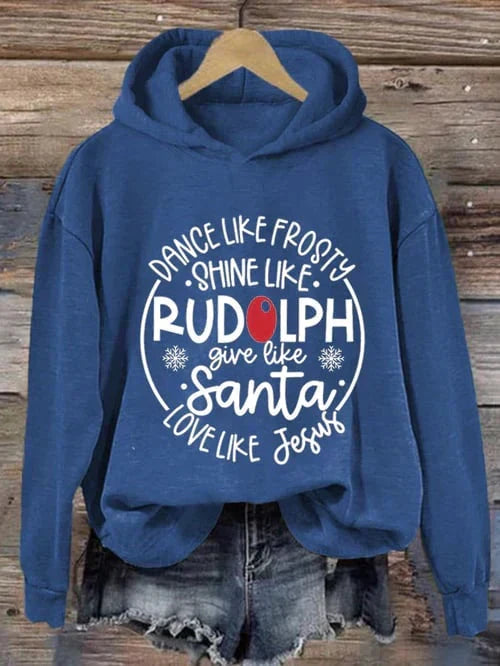 Julkläder för dam, röd långärmad hoodie perfekt för kyliga vinterdagar
