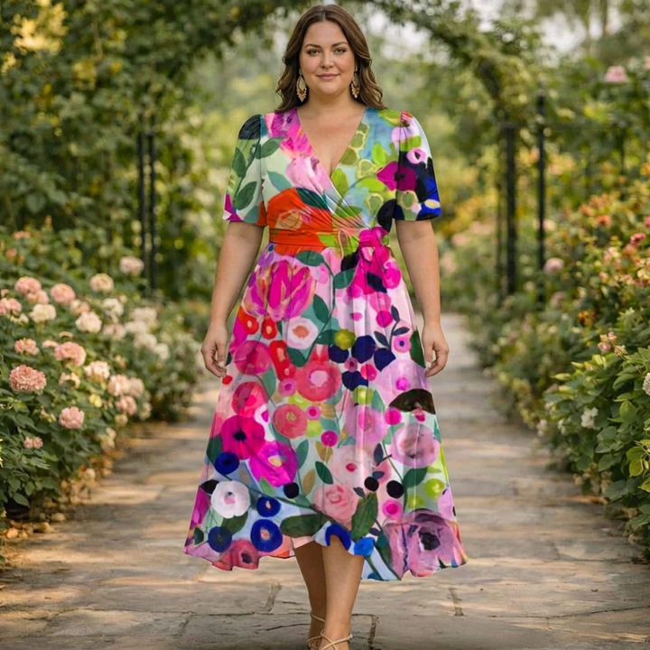 Stilren sommarklänning för dam med blommönster