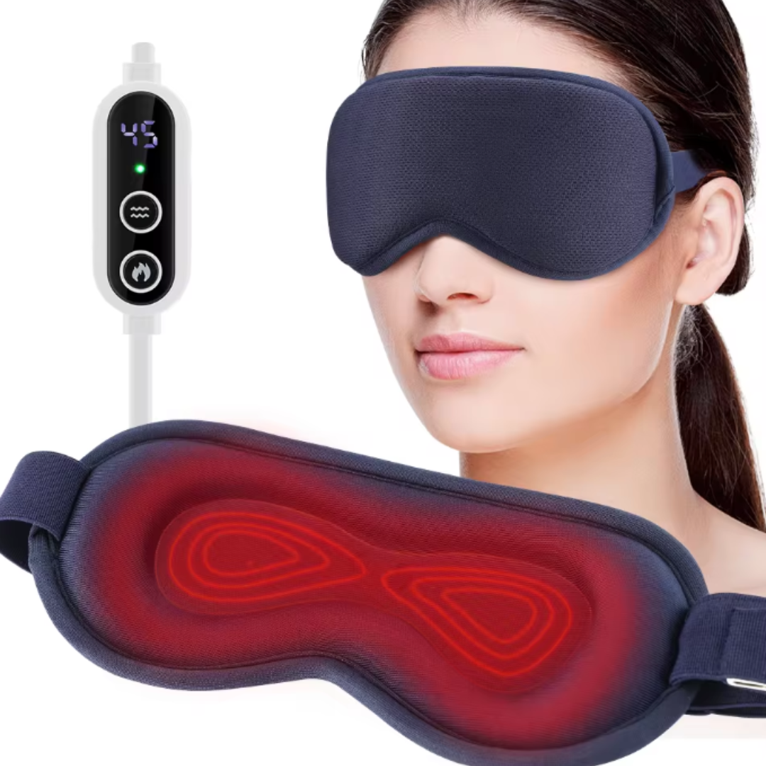 Svart ögonmassager med tillhörande kontrollenhet