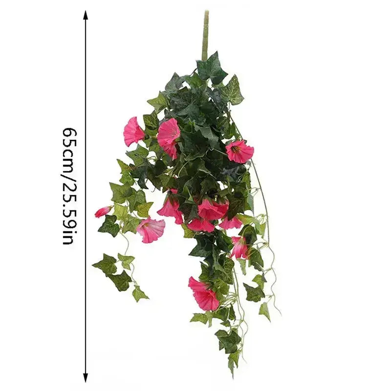 Konstgjorda morgonärtor i 2-pack med lila blommor och gröna blad som klängväxt