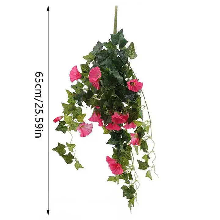 Konstgjorda morgonärtor i 2-pack med lila blommor och gröna blad som klängväxt