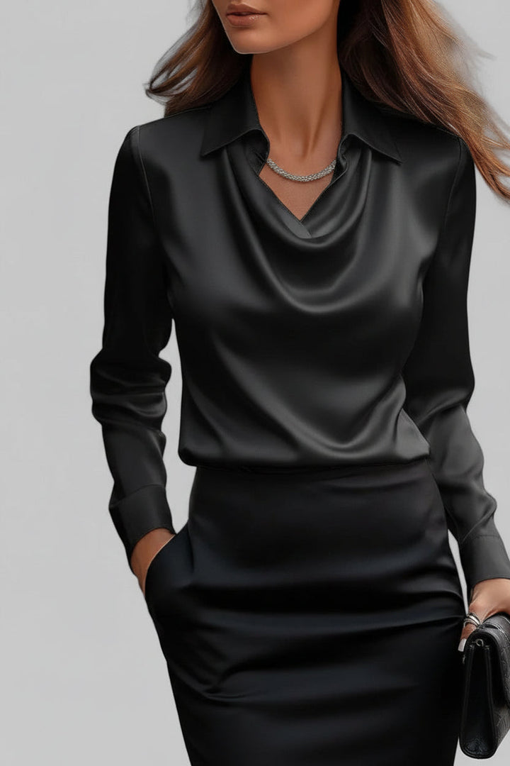 Damernas långärmade draperade blus Ceylin i elegant stil för damkläder