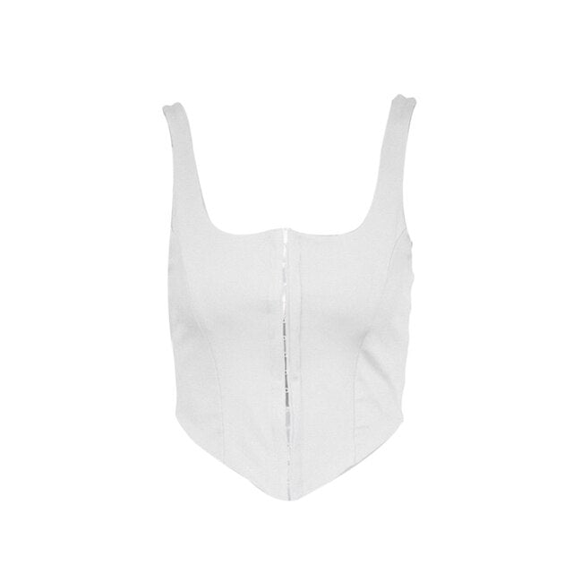Svart damtopp med korsettdesign för en trendig och elegant look i garderoben.