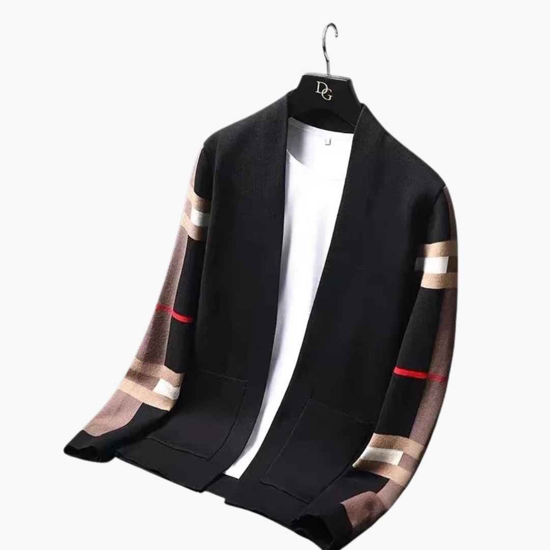 Klassisk stickad cardigan för män med praktiska sidofickor
