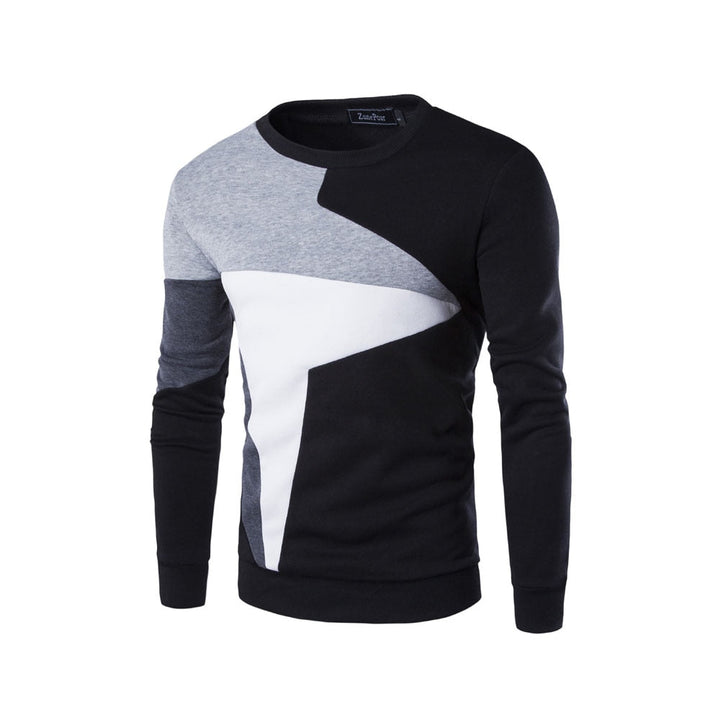 Mäns svarta crewneck sweatshirt med blockmönster