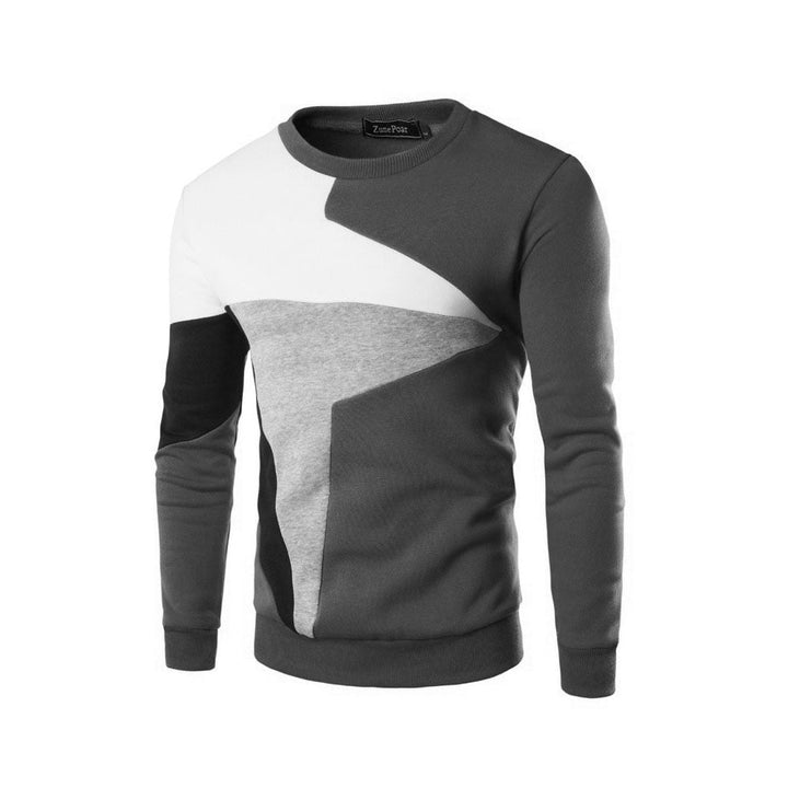 Mäns grå och svarta mönstrade sweatshirt med långa ärmar