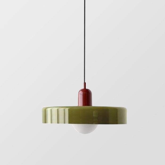 Bauhaus inspirerad färgglada glas takpendel i modernt kök