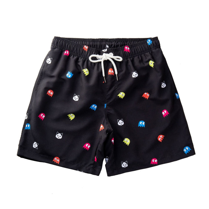 Herrsnabbtorkande boardshorts med Pacman-mönster i svart