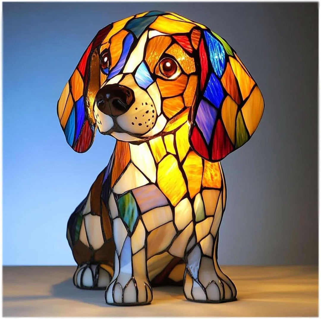 Konstnärlig LED-nattlampa formad som en färgglad beaglehund