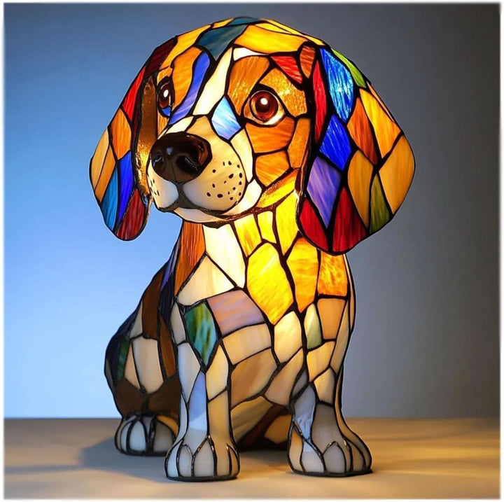 Konstnärlig LED-nattlampa formad som en färgglad beaglehund