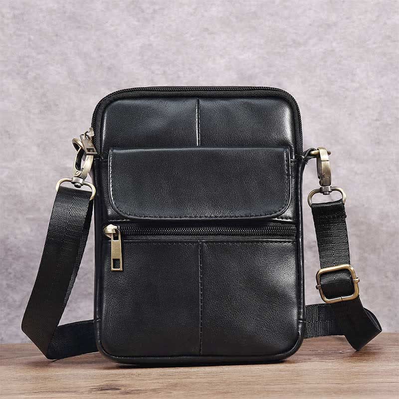 Kompakt herrväska med dragkedja, perfekt som crossbody