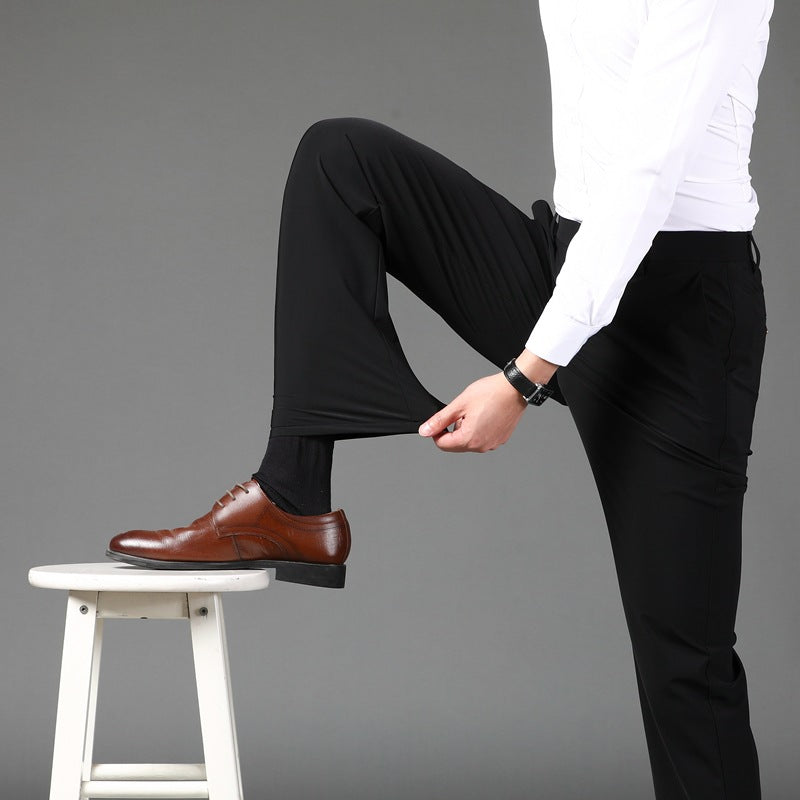 Grå herrbyxor chinos med slim fit och bekväm elastisk midja