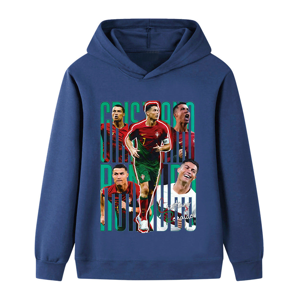 Grön fotbollströja med huva för barn och Portugal inspirerad design