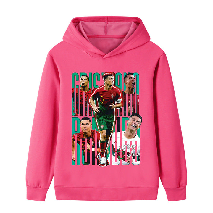 Mysig barnkläder hoodie med fotbollstema och Portugal färger