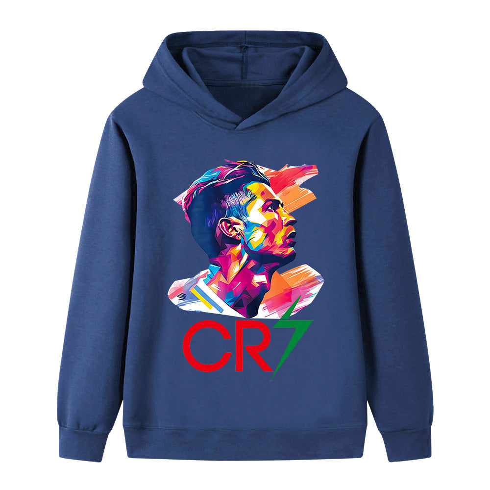 Svart barnhoodie med Cristiano Ronaldo tryck bakifrån