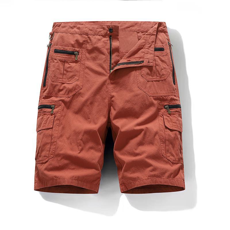 Alessandro cargoshorts i terrakottafärg med dragkedjefickor