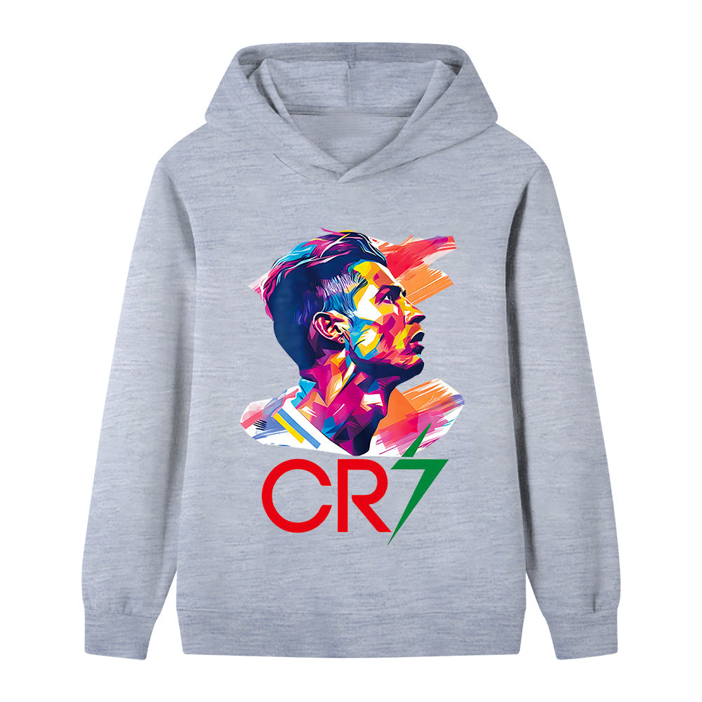 Barnkläder online svart hoodie med tryck av fotbollsstjärna