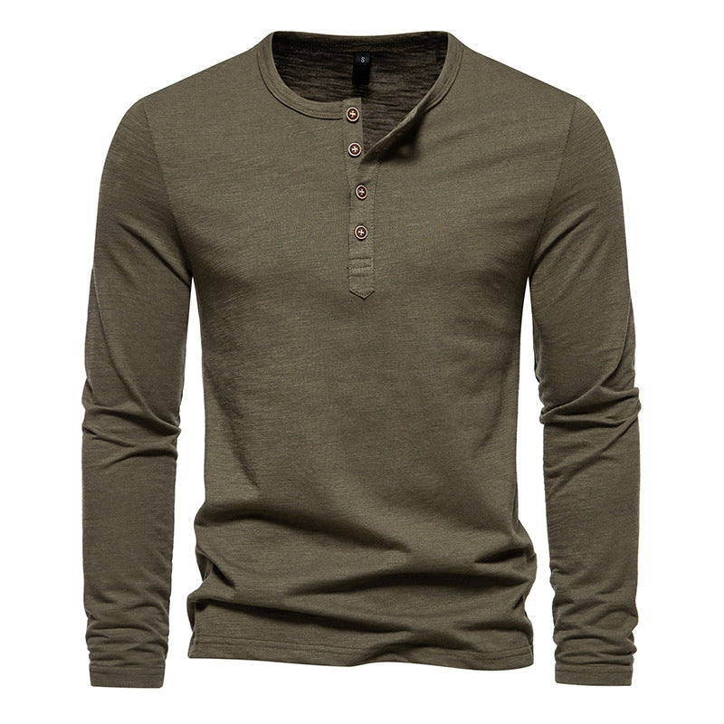 Slim fit långärmad henley tröja för herrar i stilren design för vardagskläder