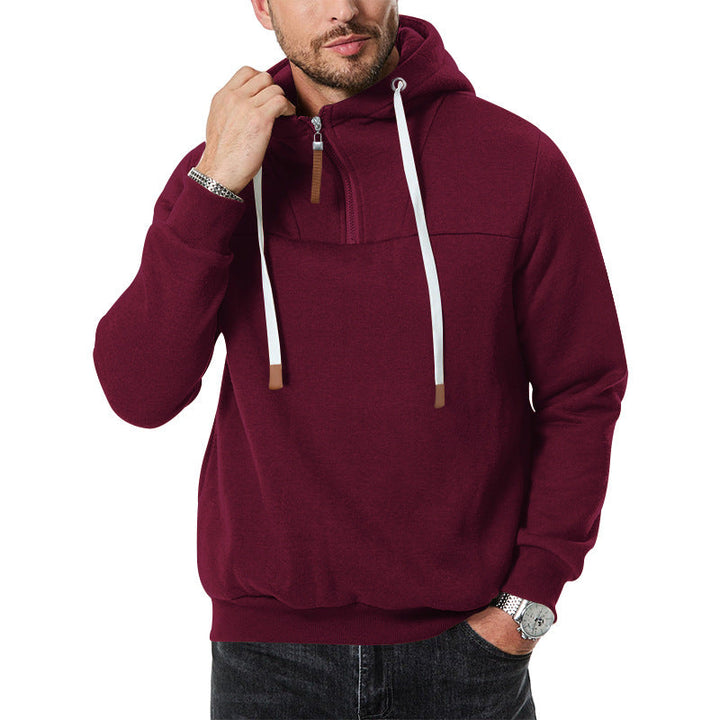 Stilren sportig halvzip hoodie för herrar för vardagsmode