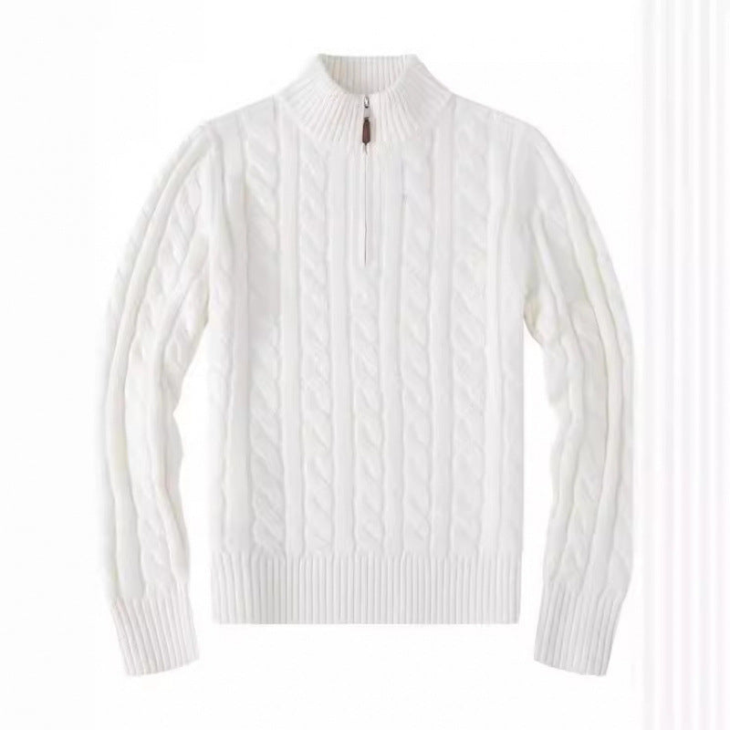 Detaljbild på dragkedja och krage på herrtröja för höstmode