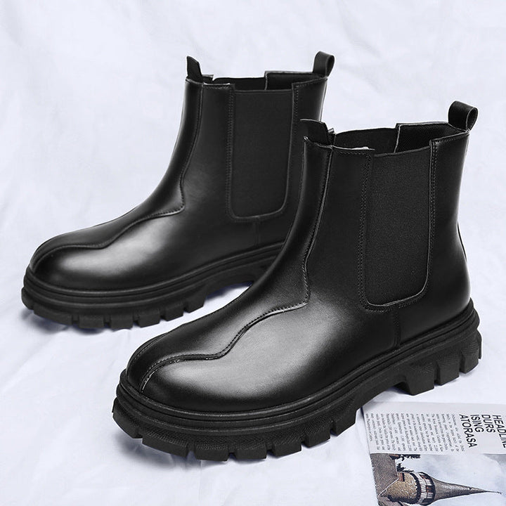 Svarta herr chelsea boots med chunky sula i äkta läder